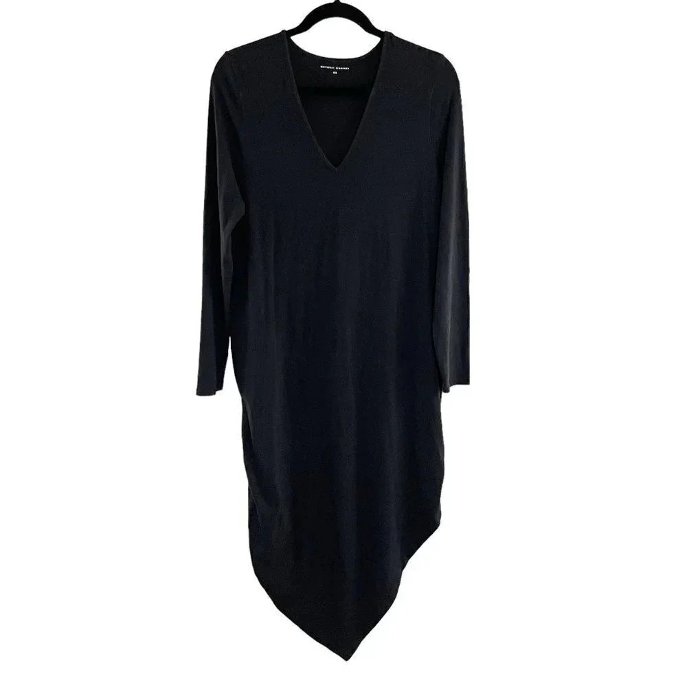 Universal Standard Black Asymmetric Lagenlook Long Sleeve Dress Women's Size 6/8